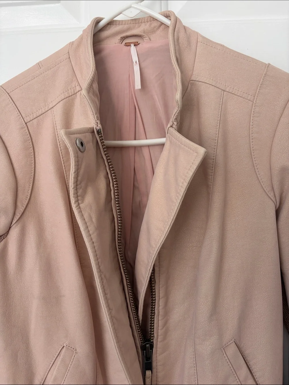 Free People Pale Blush Moto Jacket